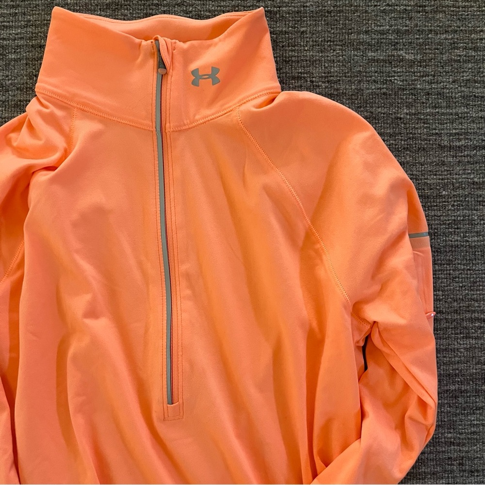 Under Armour women’s half zip long sleeve neon coral peach